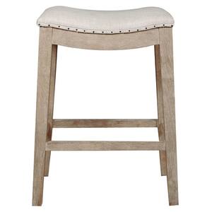 Classy Elevated 27 in. H Stone Wash Brown Fabric Upholstered Counter Stool