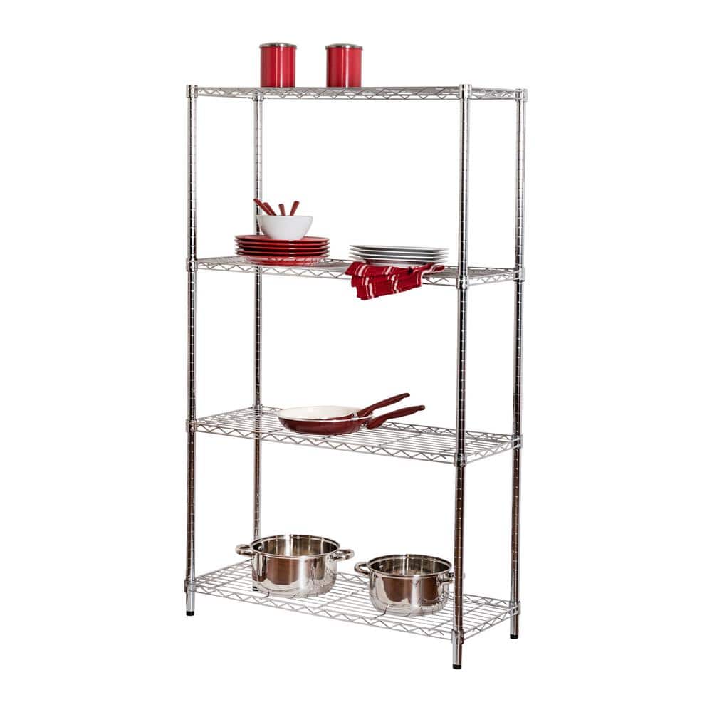 Chrome 4-Tier Heavy-Duty Adjustable Steel Garage Storage Shelving Unit (36 