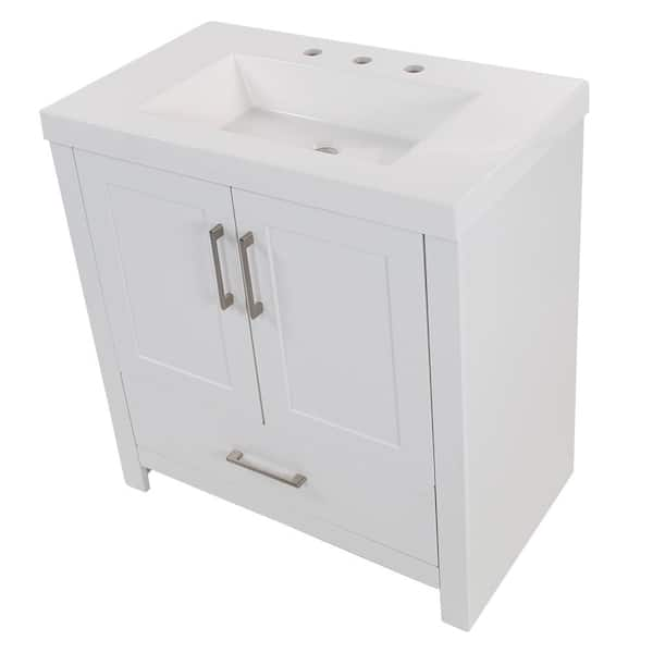 Glacier Bay Everdean 30 in. W x 19 in. D x 34 in. H Single Sink Bath Vanity  in Pearl Gray with White Cultured Marble Top EV30P2-PG - The Home Depot