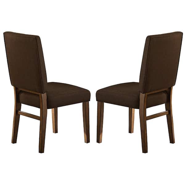 Benjara Brown Fabric Side Chair with Comfortable Padding (Set of 2)