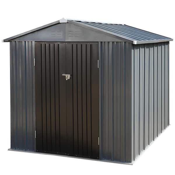 VEIKOUS 10 ft. W x 12 ft. D Outdoor Metal Storage Shed in Gray (120 sq. ft.)
