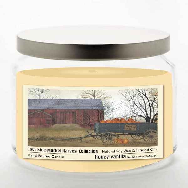 Harvest Collection Barn 14 oz Candle Glass Jar with Brushed Silver Metal Lid