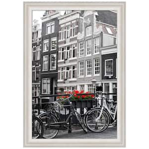 Opening Size 24 in. x 36 in. Trio White Wash Silver Picture Frame