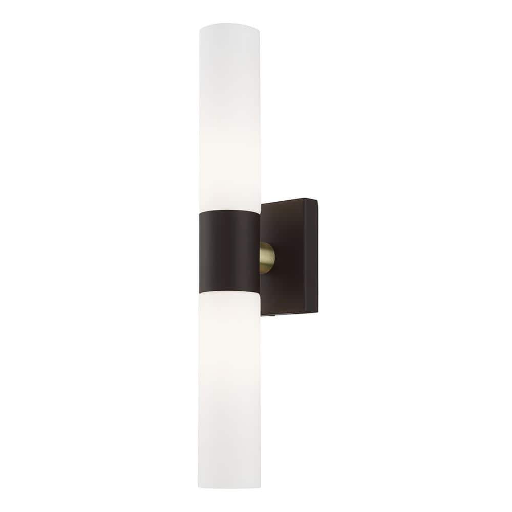 Bronze 17.75" Steel Vanity Light with Opal Glass