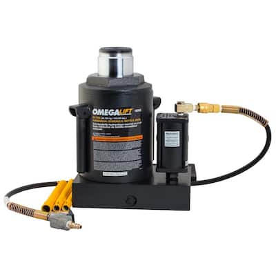 Black Hydraulic Air Actuated Bottle Jack 50-Ton Capacity