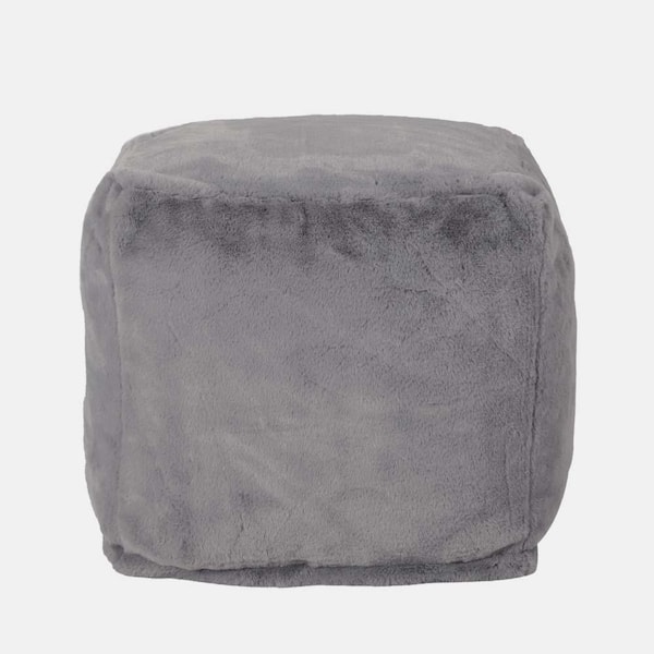 wetiny Charcoal Velvet Square Pouf