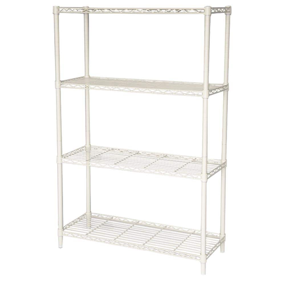 HDX Ivory 4-Tier Metal Wire Shelving Unit (36 in. W x 54 in. H x 14 in. D)  E3590137OBW4THD - The Home Depot