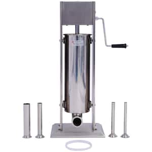 7L Stainless Steel Sausage Stuffer Dual Speed Vertical Sausage Maker with 4 Meat Filler Tubes