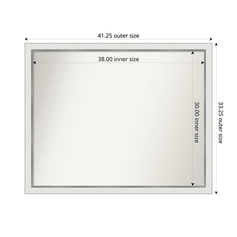 Medium Rectangle Satin White Silver Casual Mirror (33 in. H x 41 in. W) price history on PriceWatchPro