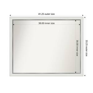 Medium Rectangle Satin White Silver Casual Mirror (33 in. H x 41 in. W)