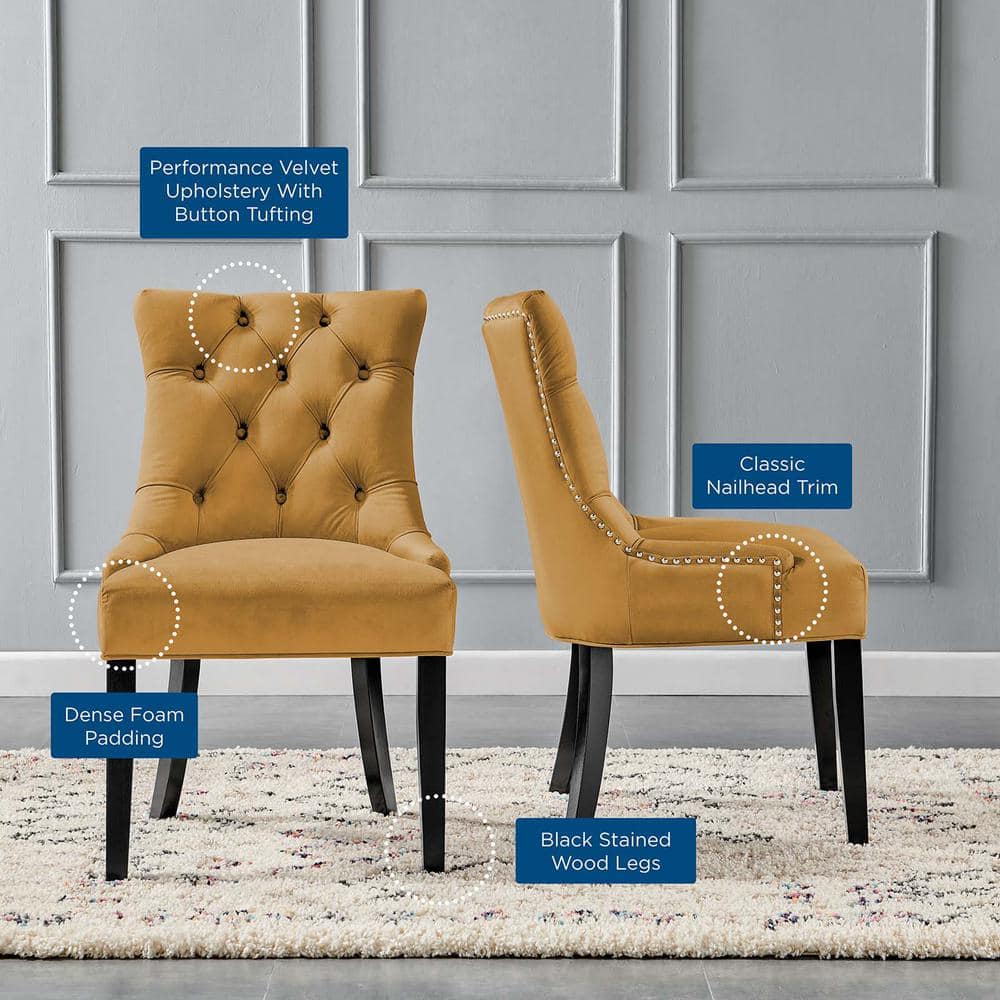 Cognac Velvet Tufted Upholstered Parsons Side Chair Set