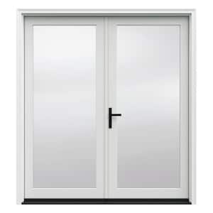 F-4500 72 in. x 80 in. White Right-Hand/Inswing Primed Fiberglass French Patio Door Kit With Screen