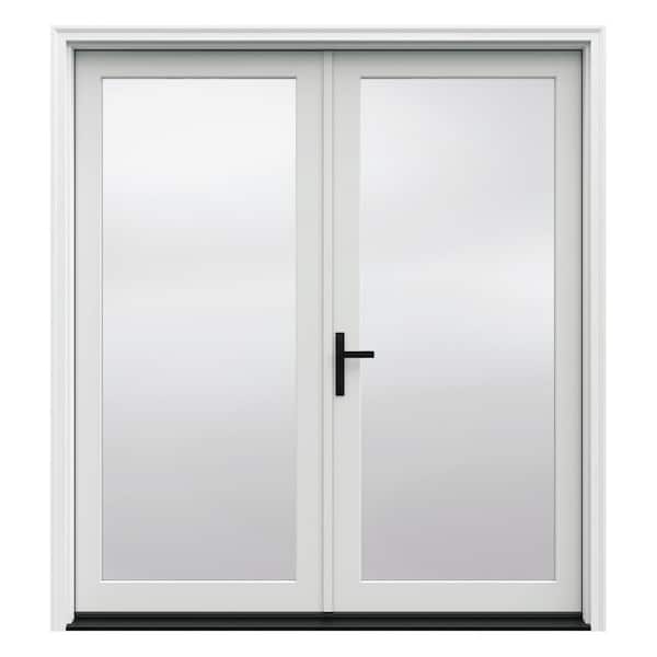 JELD-WEN F-4500 72 in. x 80 in. White Right-Hand/Inswing Primed Fiberglass French Patio Door Kit With Screen