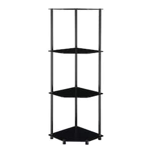 Designs2Go 46.5 in. Black Glass Classic 4-Shelf Corner Bookcase