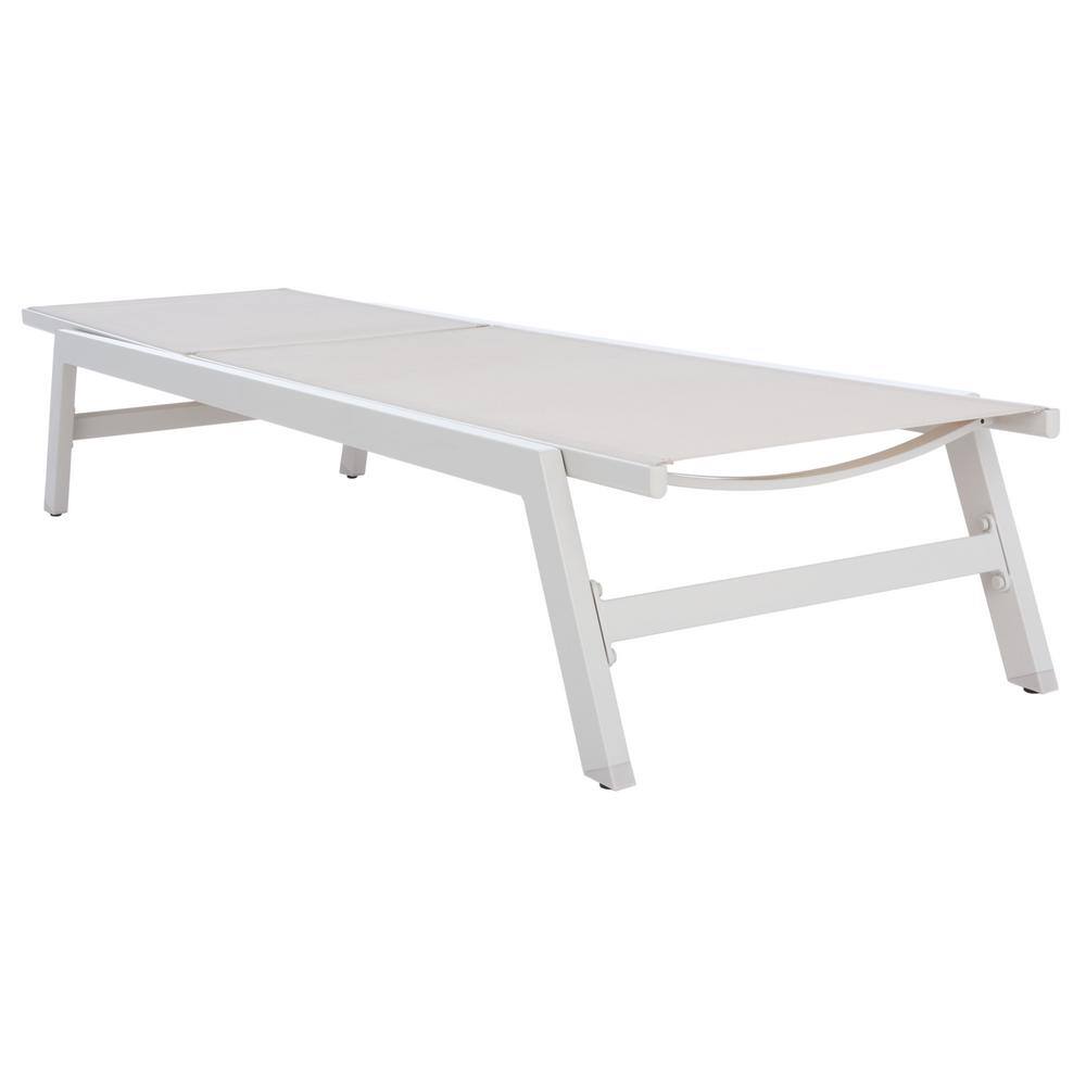 Coastal Breeze Silver and Beige Armless Chaise Lounger with Cushions