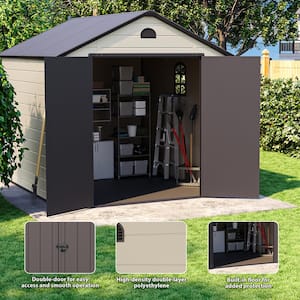 8 ft. W x 9.2 ft. D Plastic Outdoor Patio Storage Shed with Floor and Lockable Door Coverage Area 73.6 sq. ft.