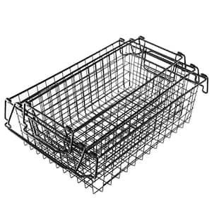 Set of 3 Storage Bins - Basket Set for Toy, Kitchen, Closet, and Bathroom Storage -Shelf Organizers(Black)