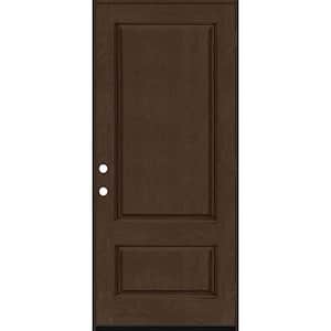 Regency 36 in. W. x 80 in. 2-Panel 3/4 sq. Top LHOS Hickory-Stained Fiberglass Prehung Front Door