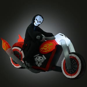 5.5 ft. LED Grim Reaper Flaming Motorcycle Halloween Inflatable