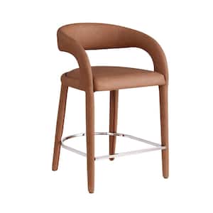 Castilla 26 in. H Cognac Faux Leather Metal Counter Height Stool