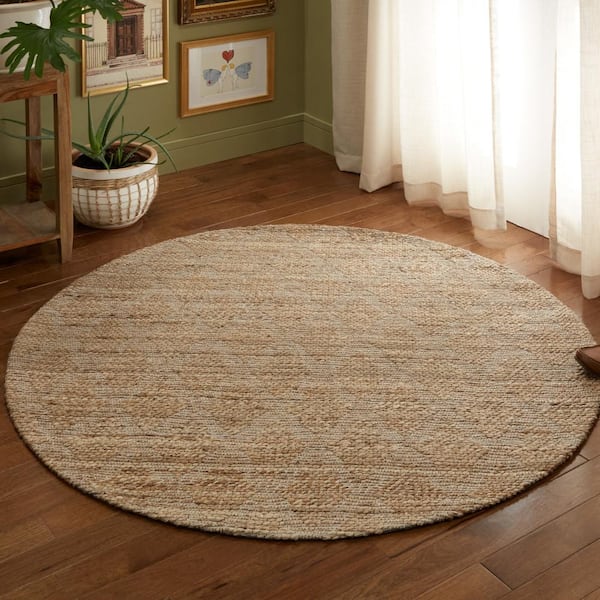 Indian Handmade Casual Cotton Jute and Cotton Rug for Home Decor Braided Area Rug Round Shape retailer Rug