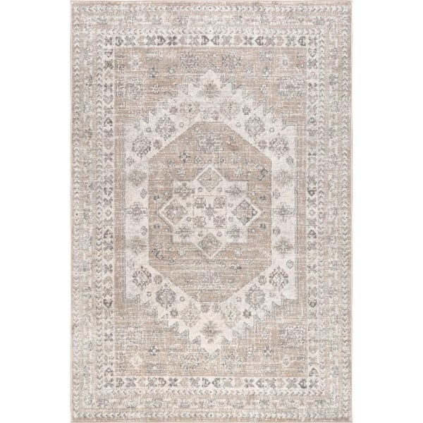 Layne Medallion Beige 7.6 ft. x 9.6 ft. Indoor Area Rug