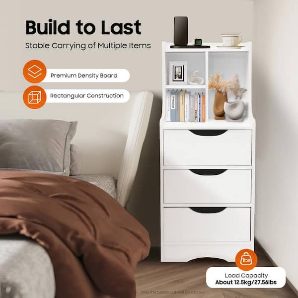 YIYIBYUS H 33.46 in. x W 11.81 in. x L 14.56 in. White Nightstand