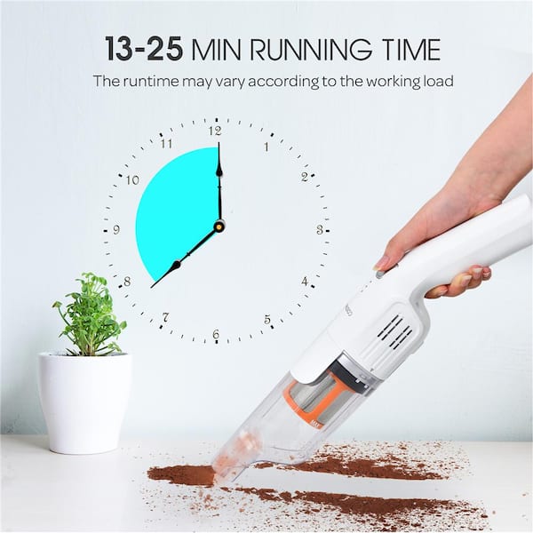 100 V Bagged Cordless HEPA Filter Multisurface in White Handheld Vacuum