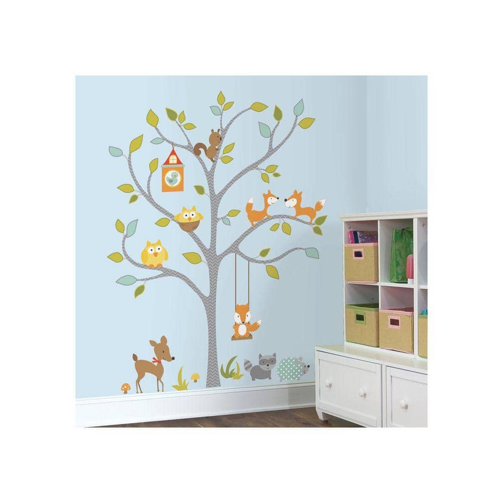 RoomMates RMK2729SLM Woodland Fox & Friends Tree Peel and Stick Wall Decals 