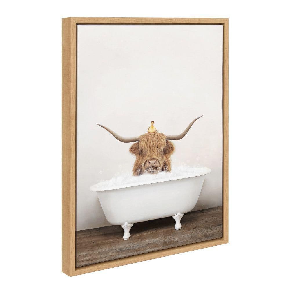Sylvie Highland Cow and Duckling in Rustic Bath by Amy Peterson Art Studio Framed Art Print 18 in. x 24 in. price history on PriceWatchPro