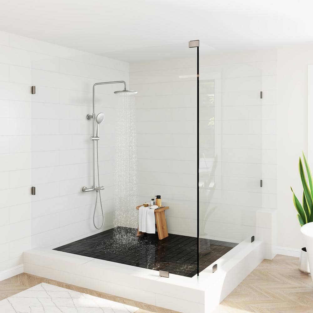 Brushed Nickel Dual Rain and Handheld Shower System
