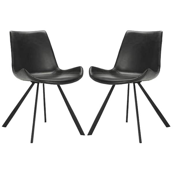 SAFAVIEH Terra Black Leather Dining Chair (Set of 2)