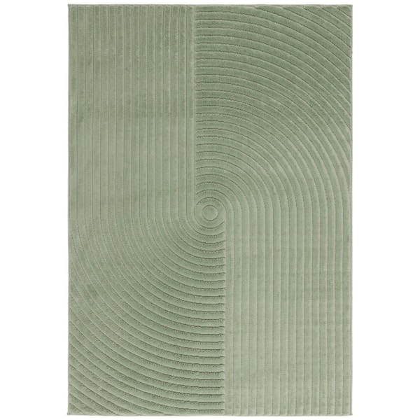 Selena 9 ft. x 12 ft. Green High-Low Swirl Area Rug