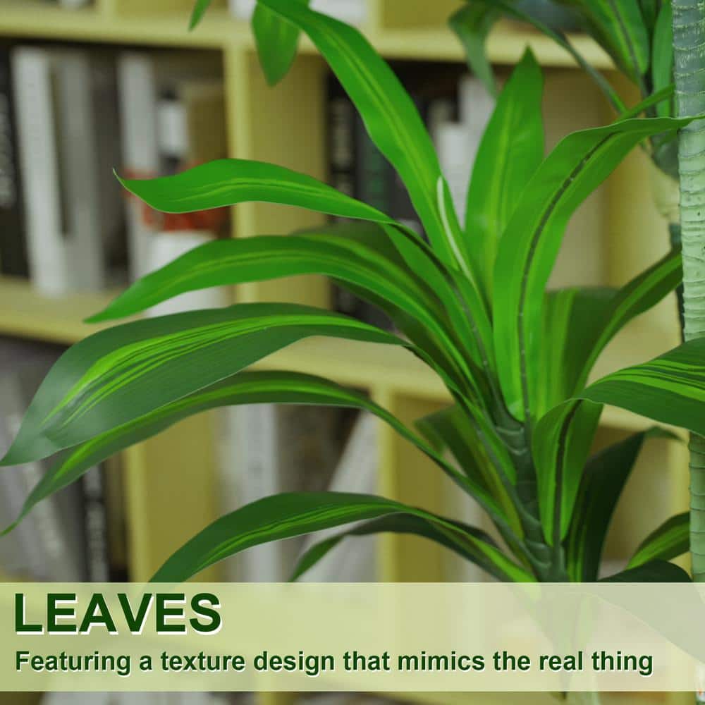 Dracaena 5 ft. Artificial Green Tree in White Plastic Planter