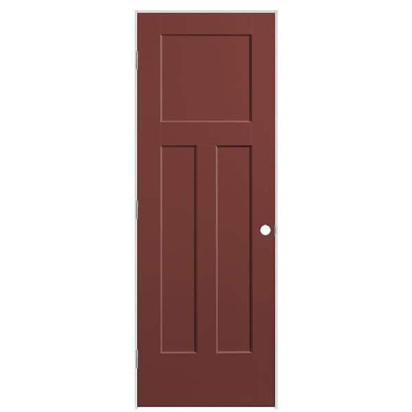 Masonite 28 in. x 80 in. 3-Panel Winslow Right-Hand Solid Core Red Bluff Molded Composite Single Prehung Interior Door