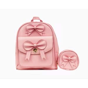 ACADIA 10.5 in. Pink Top Grain Cowhide Leather Mini Bow Backpack