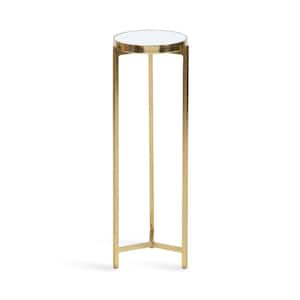 Aguilar 9.00 in. Gold Round Glass End Table