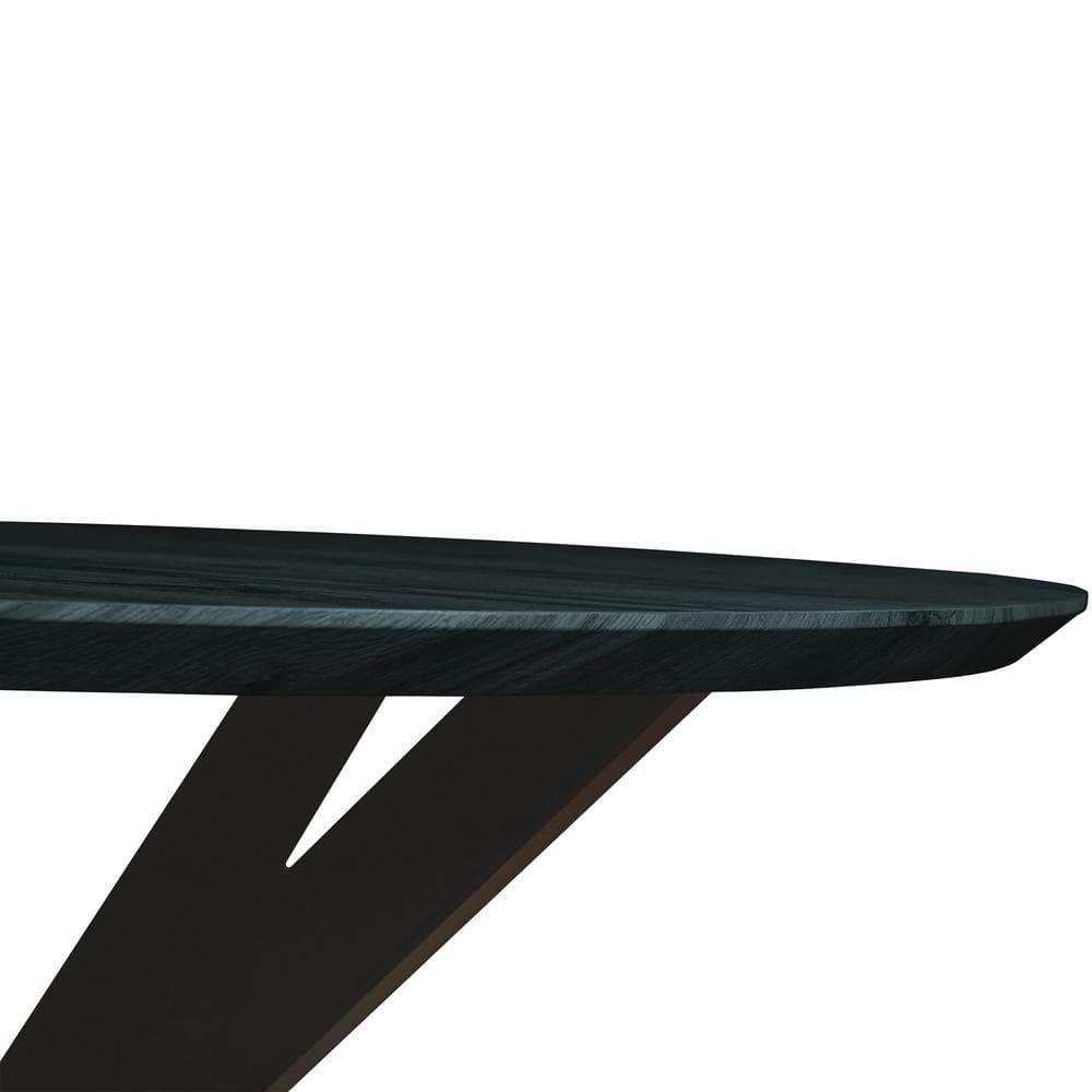 Ravenna 47" Ebony Round Wood Dining Table with X-Shaped Metal Base