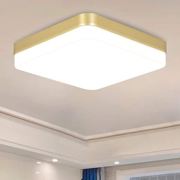 LWYTJO Kulli 7 in. 24-Watt Modern Square Simple Gold Integrated LED Flush Mount 5000K -Wattith Shade
