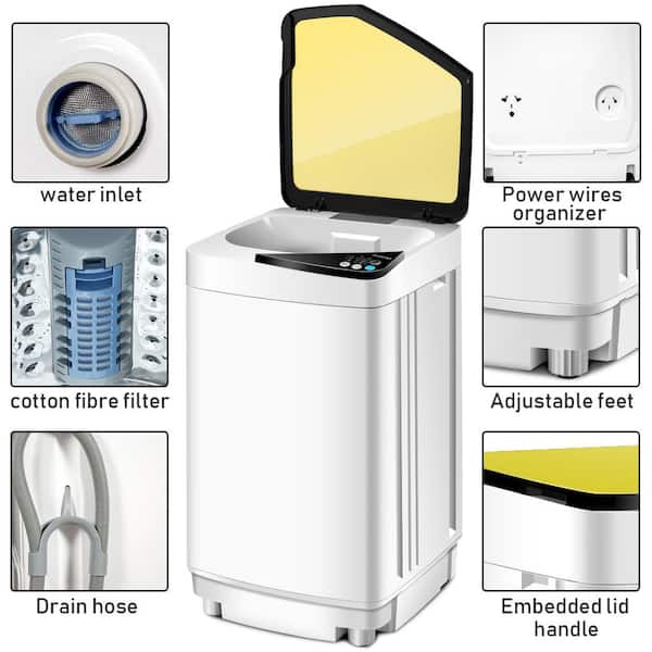 Full-Automatic Washing Machine 7.7 lbs Washer/Spinner Germicidal UV Light Yellow White