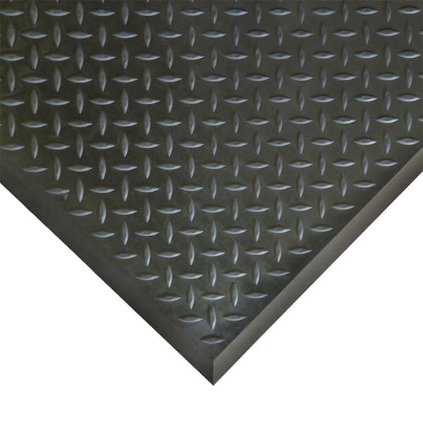 Rubber-Cal Foot-rest 28 in. x 31 in. Black Anti-Fatigue Mat Finished Tile