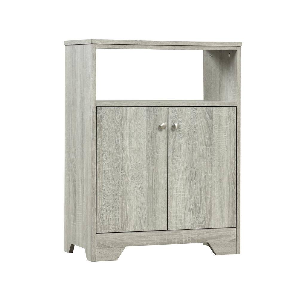 aisword Oak Bathroom Cabinet with Adjustable Shelves, Storage Cabinet ...