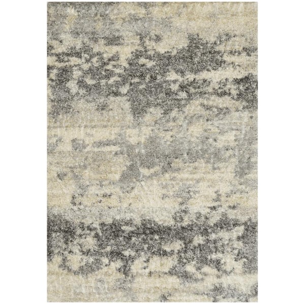 MILLERTON HOME Rune Ivory/Gray 9 ft. x 13 ft. Gradient Shag Area Rug