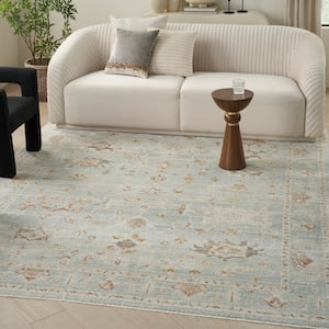 Oases Light Blue 9 ft. x 11 ft. Distressed Traditional Area Rug