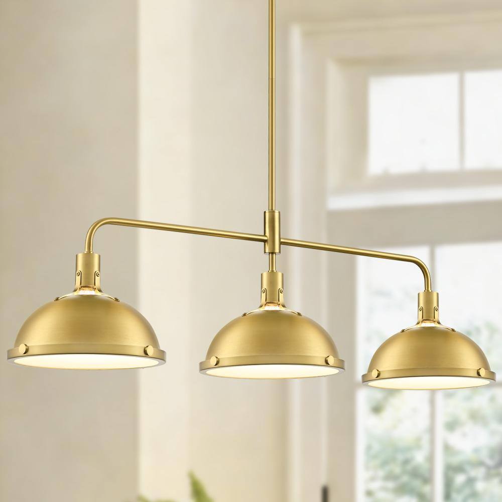 3-Light 48 in. Modern Industrial Brushed Gold Kitchen Island Pendant Light with Glass Diffuser price history on PriceWatchPro