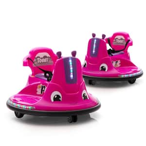 12-Volt Kids Bumper Car Electric Ride on Vehicle with Remote Control and Music, Pink (2-Pack)