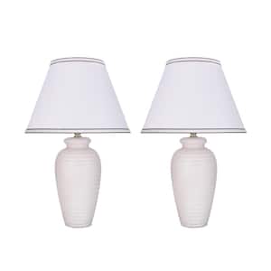 22 in. H Ceramic Table Lamp with White Sand Blasted Finish (2-Pack)