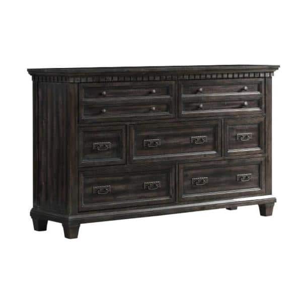 Smokey Walnut 7-Drawer Traditional Dresser with Hidden Compartments