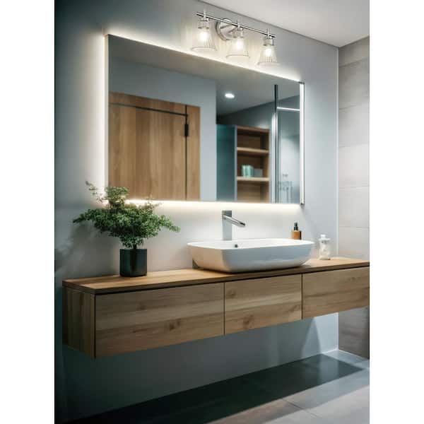 Belle 24 in. 3 Light Brushed Nickel Vanity Light with Clear Glass Shade