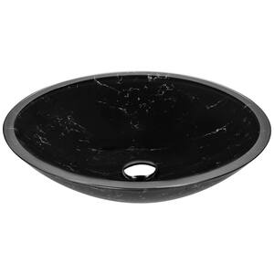 Marbela Series Oval Glass Marbled Black Vessel Sink